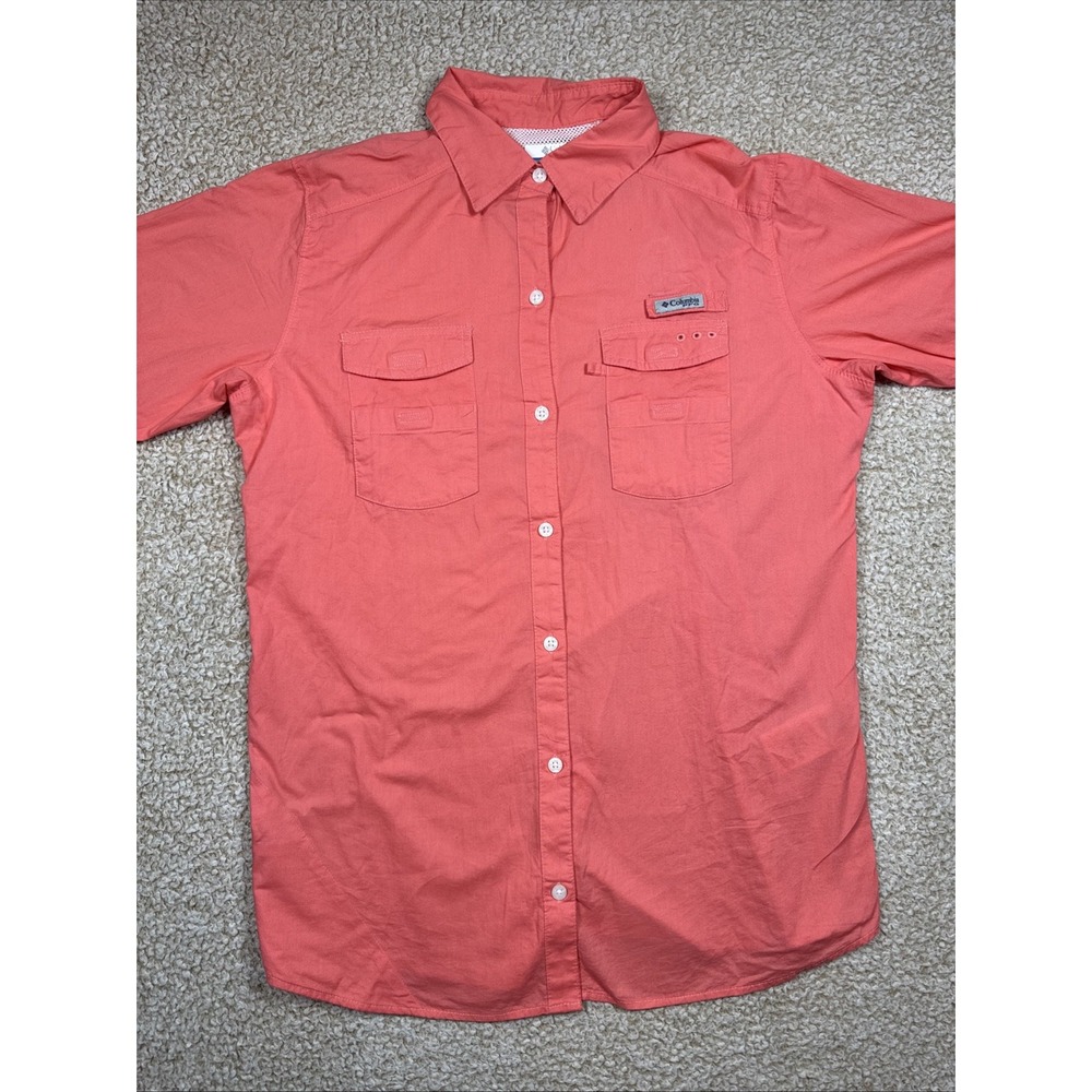 Columbia PFG Button Down Shirt Women's S Coral Pink Fishing Shirt Vented